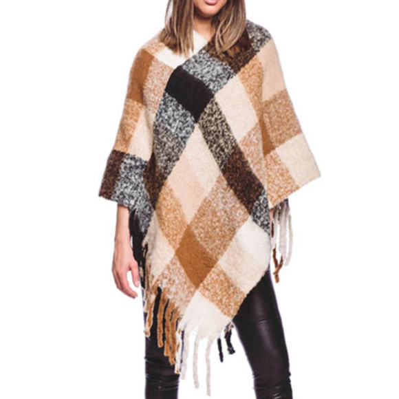 Soft Plaid Pancho - Picture 1 of 2